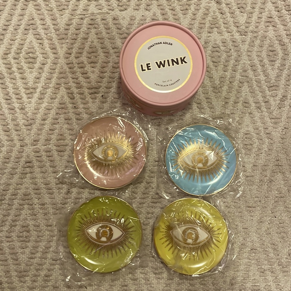 Jonathan Adler Le Wink Coasters Brand New!